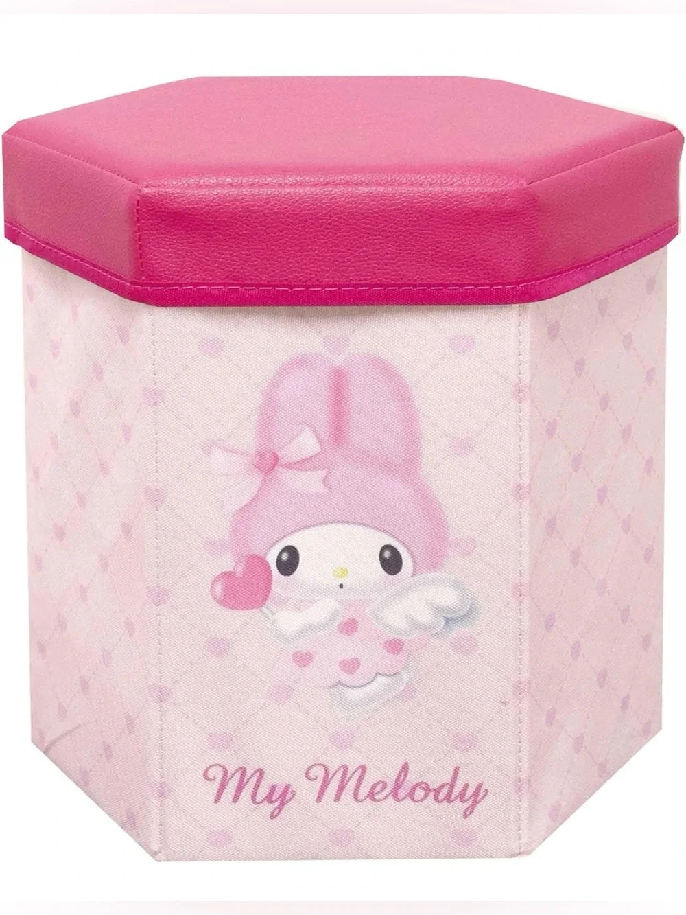 My Melody Pink Angel Folding Toy Storage Stool Chair Japan Exclusive NWT
